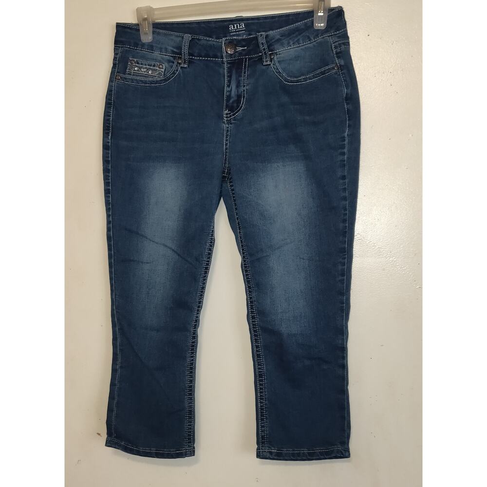 ANA Blue Denim Capris Jeans Women's SIZE 8 BLING Y2K Rhinestones Embellished 8 - Picture 2 of 14